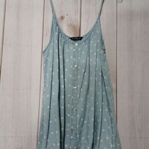 Velvet Heart Blouse Ladies Extra Large Sleeveless Blue & White Polka Dot